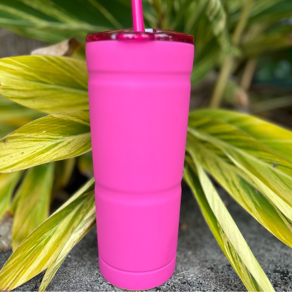 Stainless Steel Barbie Pink Tumbler + Straw | Girl Silhouette & Fonts Options - Picture 3 of 9